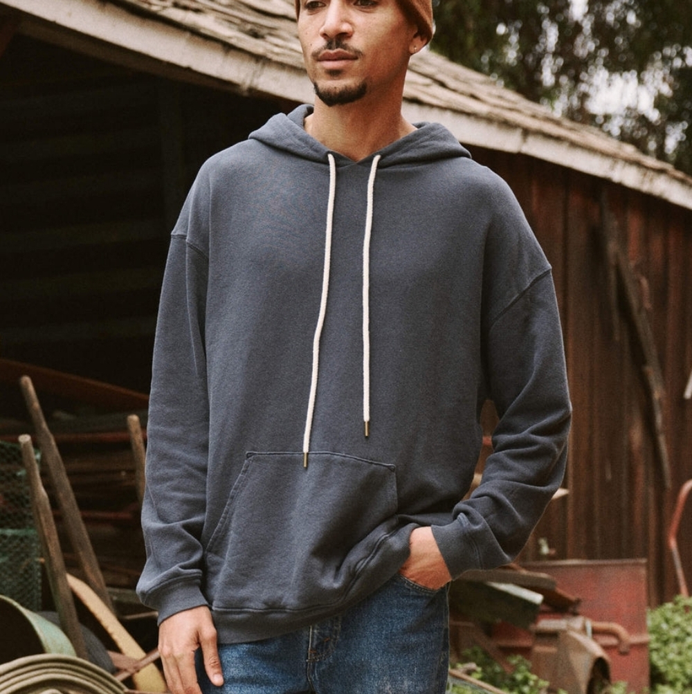 NWT THE GREAT. Men's Gym Hoodie 0 / XS Washed Black